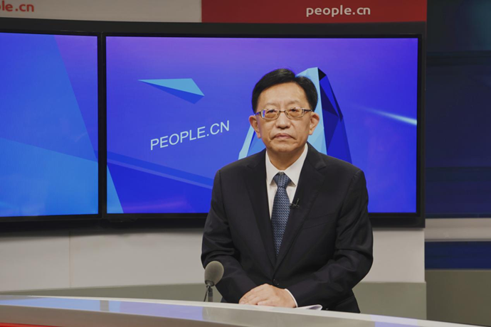 中國節(jié)能環(huán)保集團有限公司黨委書記、董事長宋鑫做客人民網(wǎng)。人民網(wǎng)記者 王曉嘯 攝